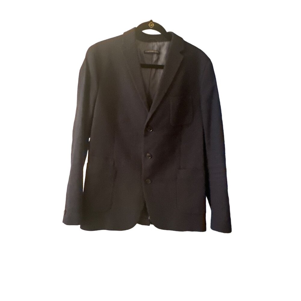 Drykorn Mens Navy Textured Blazer 3-Button Closure Size 38R Wool-Blend
